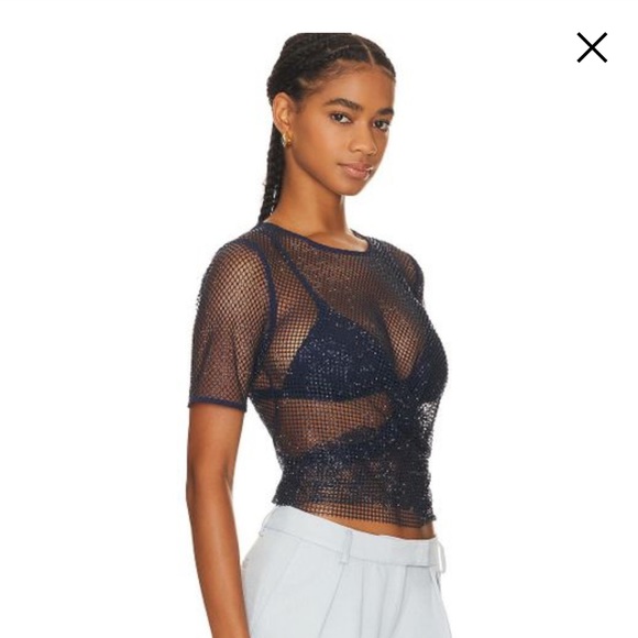 NWT Jonathan Simkhai Electra Baby Tee in Midnight - Picture 2 of 4